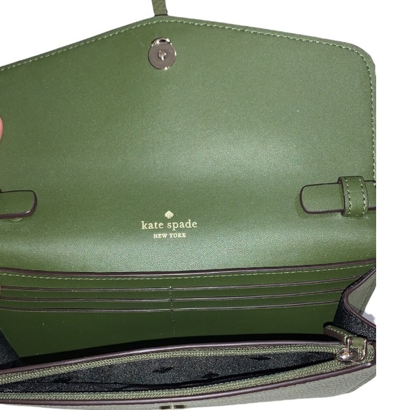 ♠️ kate spade ♠️Marti Pebbled Leather Flap Wallet Crossbody Bag, Enchanted Green - Picture 10 of 13